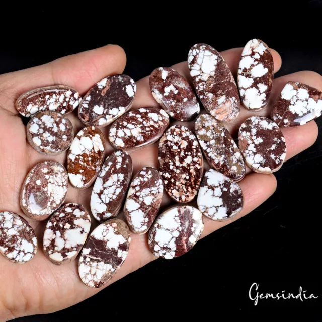 500 Ct/20 Pcs Natural Untreated White Brown Buffalo Turquoise Mix Cab Gems Lot