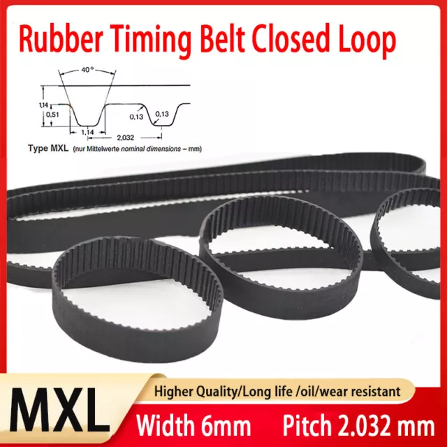 MXL Close Loop Synchronous Timing Belt Width 6mm Pitch 2.032mm Rubber Drive Belt