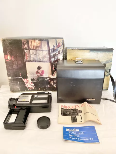 Vintage Minolta XL-250 Super 8 Cinema Film Camera, Case, Manual & Boxes