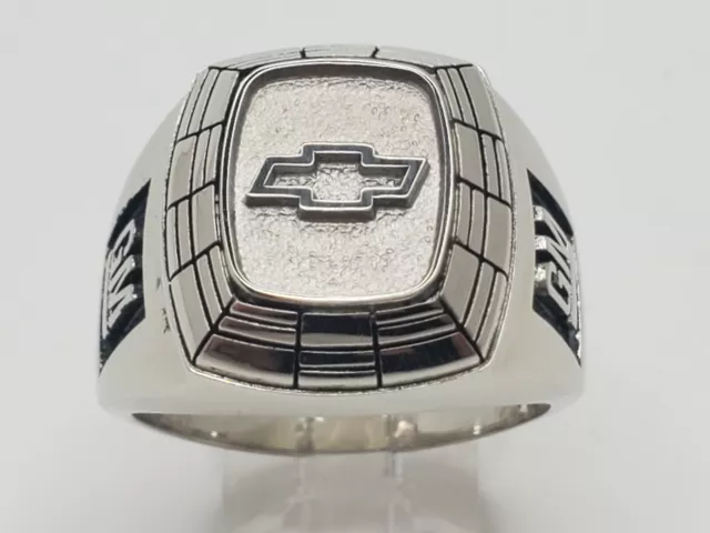 MENS 10K SOLID White Gold Chevrolet Chevy GM Heavy Ring Size 10.5 $999. ...