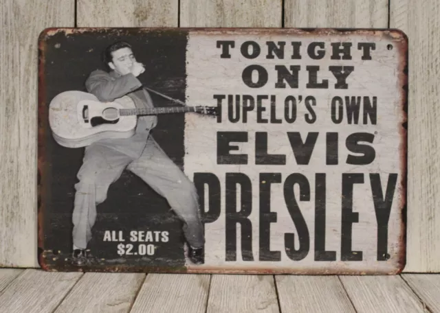 Elvis Presley Tin Metal Sign Man Cave Poster Vintage Live in Concert Ad Style XZ