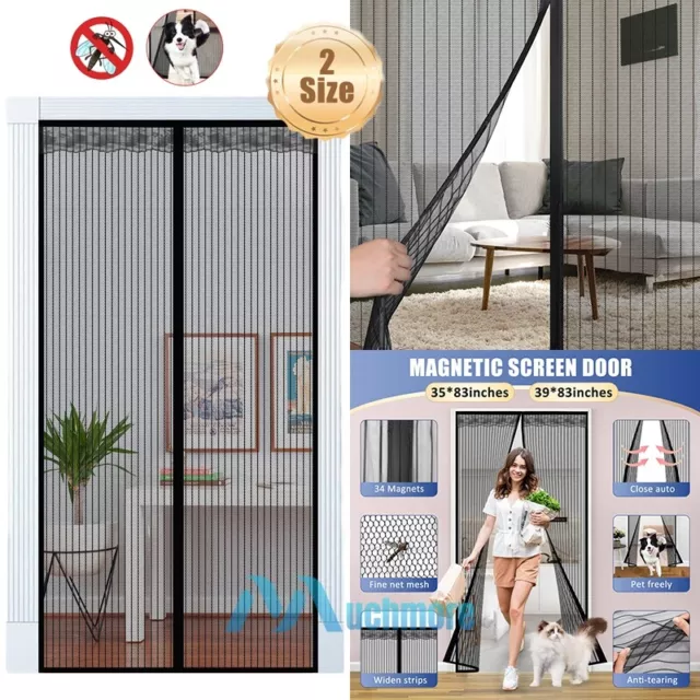 Magnetic Closure Screen Door Mesh Hands-Free Net Mosquito Fly Insect Bug Curtain