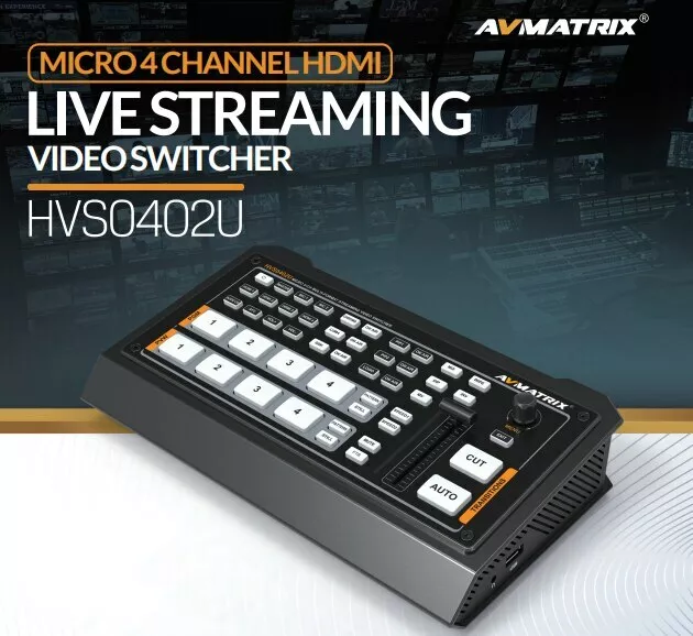 Avmatrix HVS0402U Micro 4 Channel Video Switcher Live Streaming HDMI-Compatible