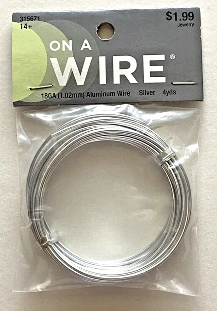 ON A WIRE Beading Wire - 18GA (1.02 mm) Aluminum Wire Silver 4 Yds
