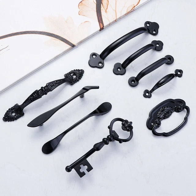 Alloy Black Cabinet Handles Pulls Wardrobe Closet Cupboard Drawer Knobs Handles