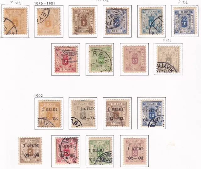 Iceland 1876 Collection of 18 OFFICIAL stamps / HIGH VALUE!