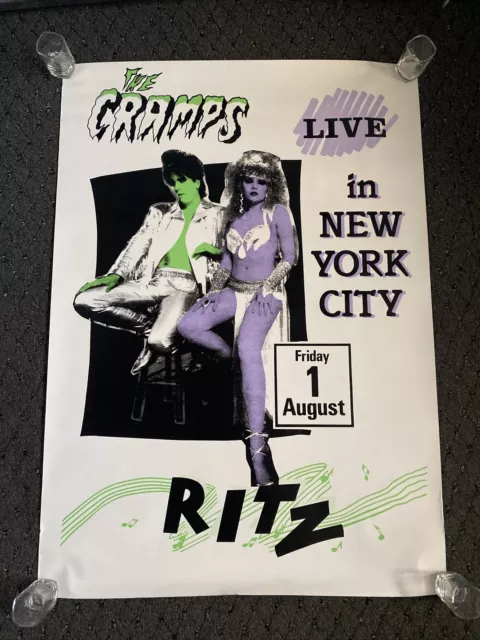 VINTAGE 1980s The Cramps Silkscreened PROMO POSTER PROMOTIONAL VINTAGE 1980s The Cramps Silkscreened PROMO POSTER PROMOTIONAL