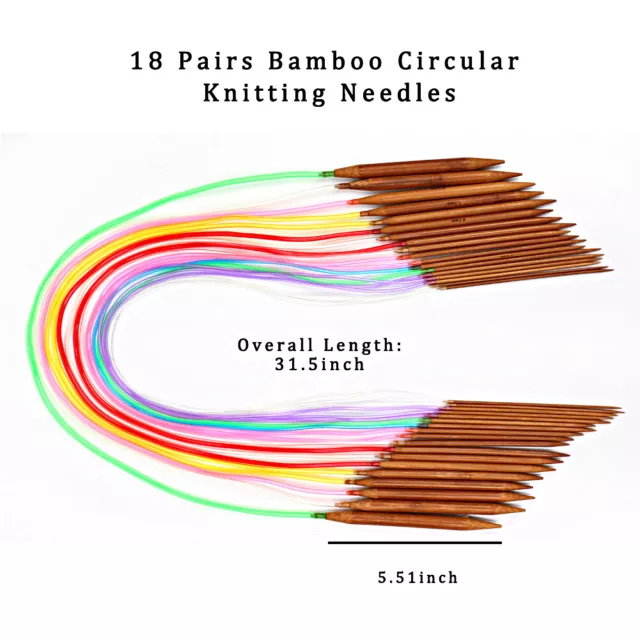 Knitting Needles Set-18 Bamboo Circular Knitting Needles + Tools & 36 Needle Kit 2