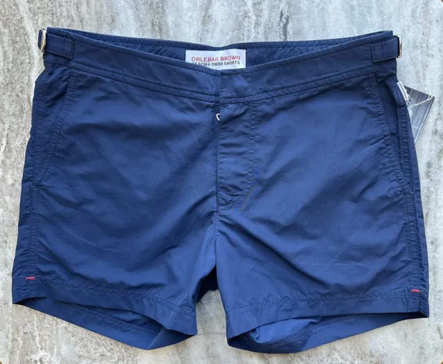 Orlebar Brown Setter Swim Trunks 32 Board Shorts Navy Blue $400 Plain Nwt