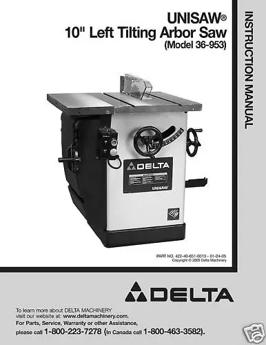 DELTA UNIFENCE SAW Guide 36-906 Instruction Manual $12.50 - PicClick
