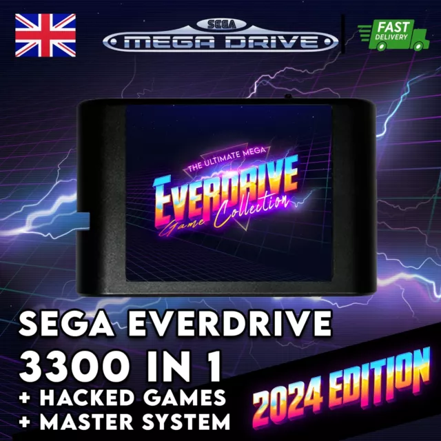 Sega Megadrive Flash Cart Cartridge Everdrive 3300 In 1 Complete Library