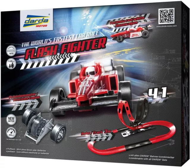 Kinder Spielzeug Rennbahn Flash Fighter Formel 1 Autorennbahn mit Rückzugsmotor