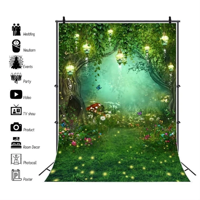 Sfondo Fotografico Foresta Incantata - 2.1x1.5m, Poliestere, Per Feste E Compleanni