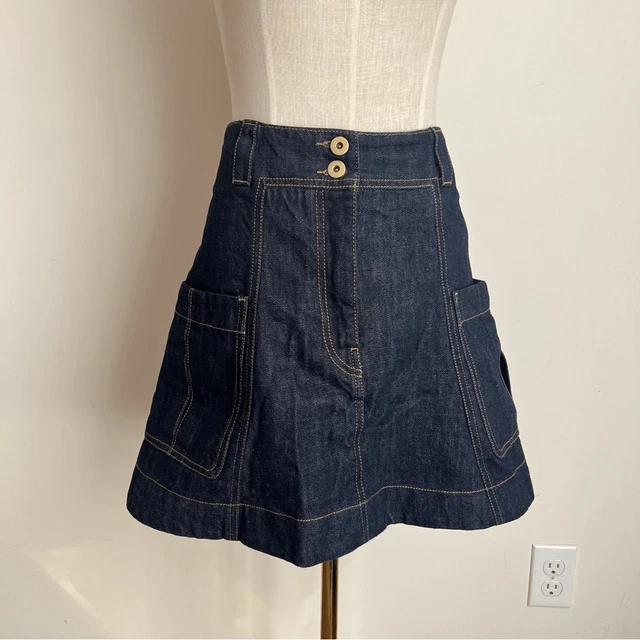 Carven Indigo Denim A-Line Mini Skirt Size 38/6