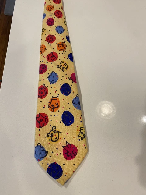 Vintage Jean-Charles de Castelbajac JC De CASTELBAJAC Silk Tie - Yellow Animals