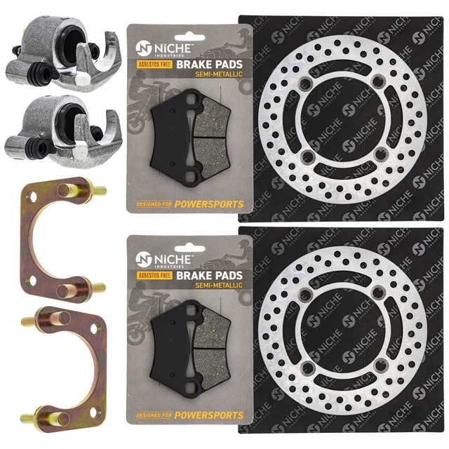 NICHE Rear Brake Rotor Caliper Pad Set for Polaris RZR XP 900 1911373 1911374