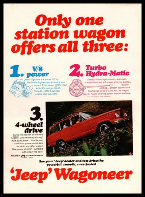 1965 Jeep Wagoneer V8 Turbo Hydra-Matic Transmission 4-Wheel Drive Print Ad