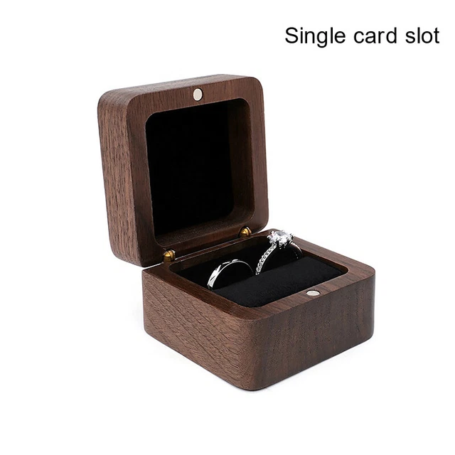 Anello in legno scatola gioielli display amante porta anello fidanzamento organizer matrimonio