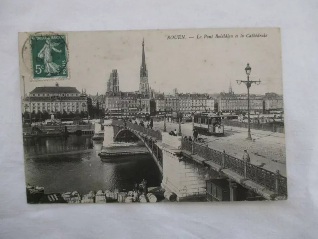 Cpa Seine Maritime 76 Rouen Le Pont Boieldieu Et La Cathedrale