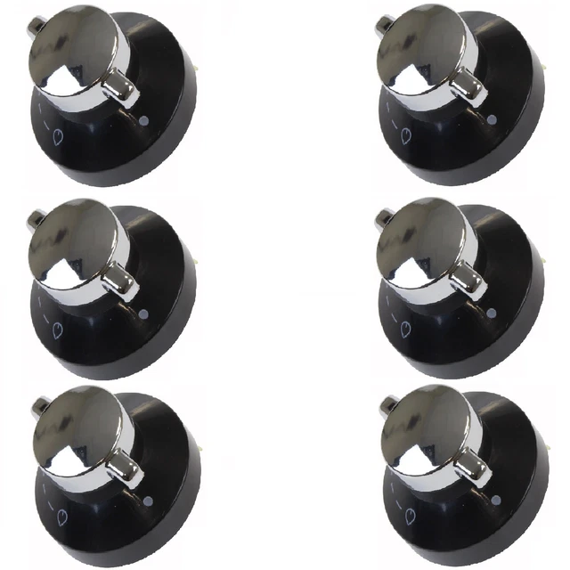 Spares2Go Control Knobs For New World Gas Hob Oven Cooker (Black/Silver