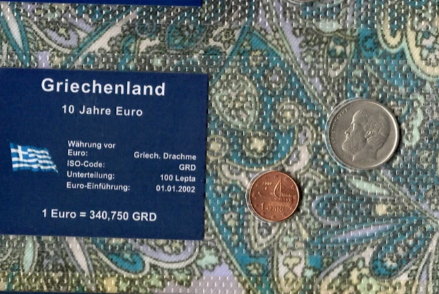 Greece GEM UNC 5 Dracha 1984 1 Cent 2002