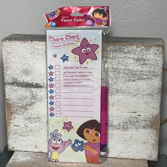 VTG 2000's Dora The Explorer Magnetic Chore Chart With Stamper Marker Included