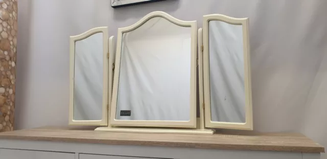 Dressing Table Mirror Triple French Freestanding Cream Wood Bedroom 83x57x10cm 2