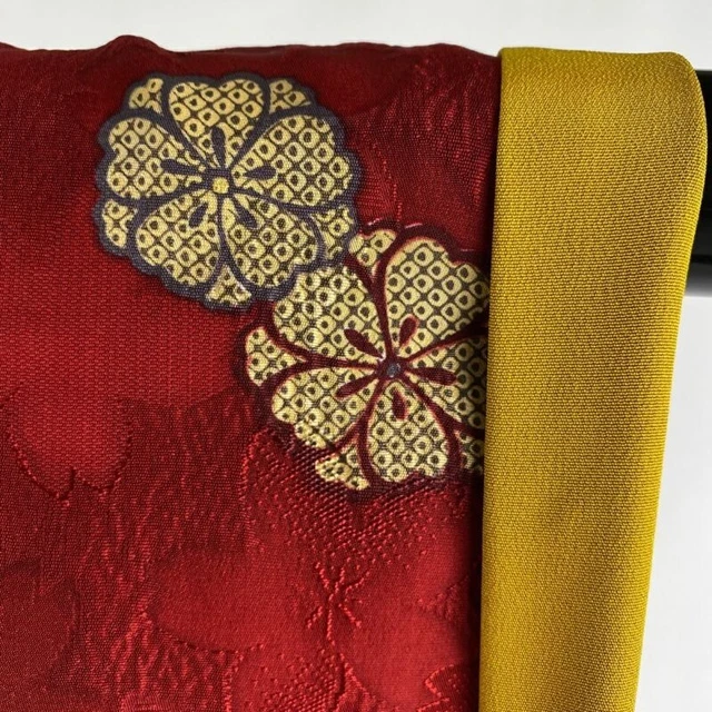 Woman Japanese Kimono Furisode Silk Koma Rabbit Embroidery Gold Thread Red 4