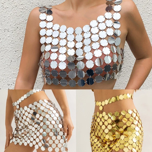 Donna Top Sparkle Abbigliamento da Spiaggia Traspirante Corto Taglia Unica