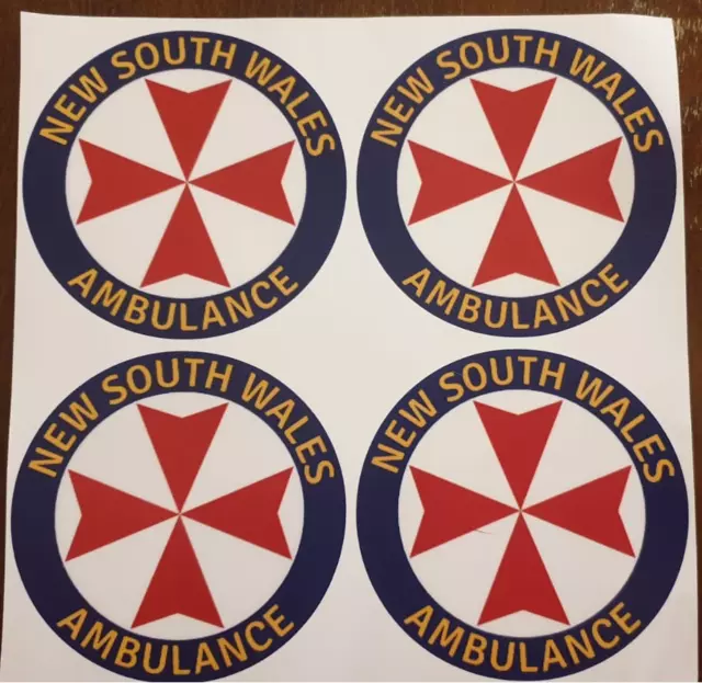 New South Wales Ambulance Paramedic Service Car Sticker Decal Badge logo x 4