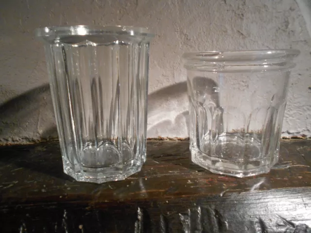 Lot De 2 Pots A Confiture Anciens Verre Epais A Facettes