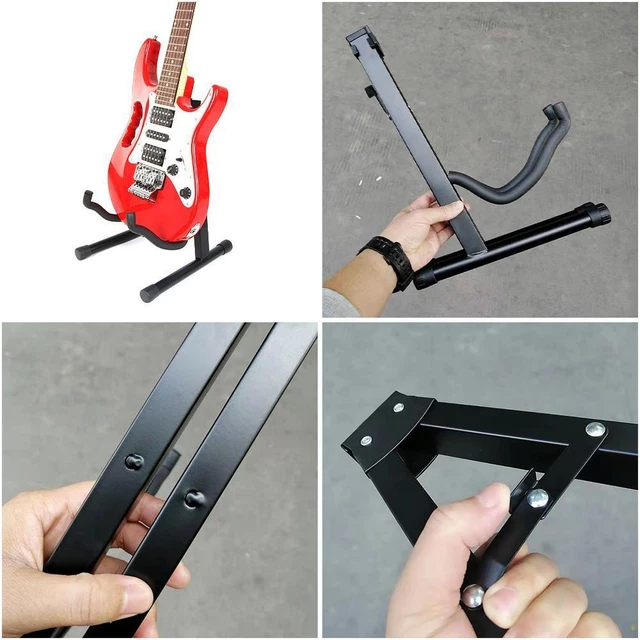 Supporto per chitarra portatile pieghevole telaio basso acustico elettrico pavimento A rack L7W9
