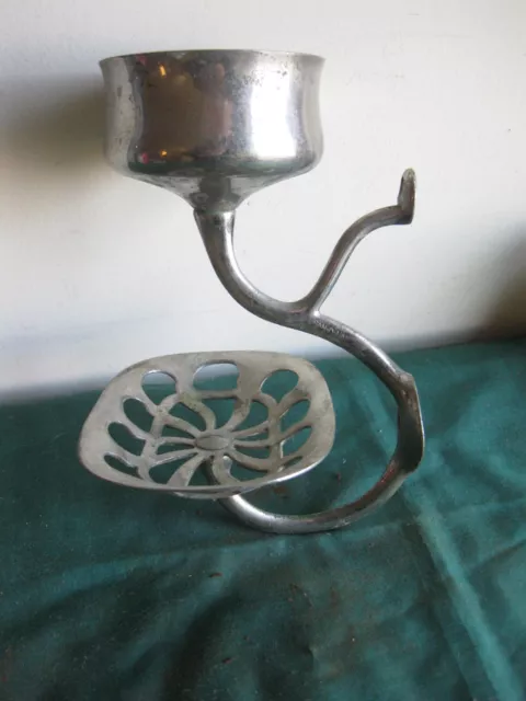 Vtg Antq Bathroom Soap / Cup Holder Nickel Over Brass~Signed~Quality User Item