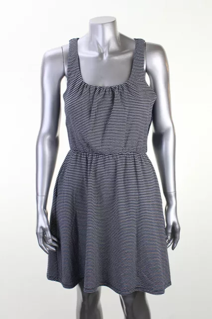 Maison Jules New Navy Striped Sleeveless Fit  And Flare Dress Msrp $69