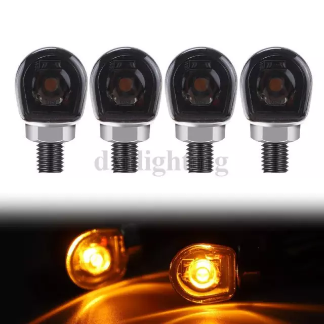 4X Motorcycle Turn Signal Light Mini LED Indicators Blinker Lamp Universal Black