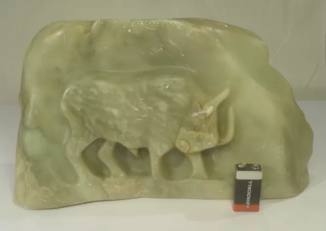 große alte BÜFFEL FIGUR aus Stein JADE ??? Skulptur China ? Asien Kuh Rind Bison