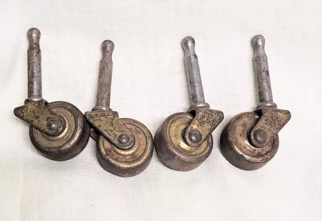 Antique Brass Plated Iron Casters 1 1/8th inches