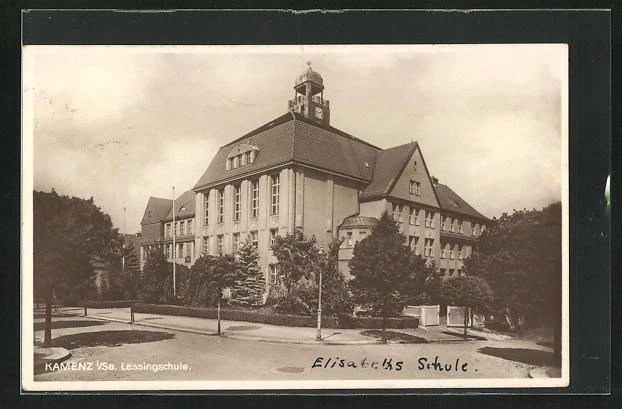 AK Kamenz i. Sa., Blick auf die Lessingschule 1928