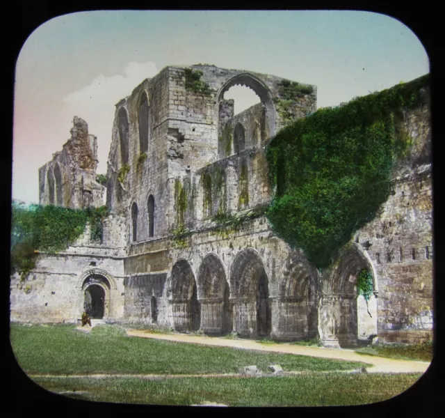 Glass Magic Lantern Slide FURNESS ABBEY THE CLOISTER COURT C1900 ENGLAND CUMBRIA