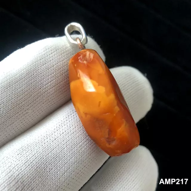 Vintage Egg-Yolk Butterscotch Cognac Natural Baltic Amber Pendants,Free Necklace