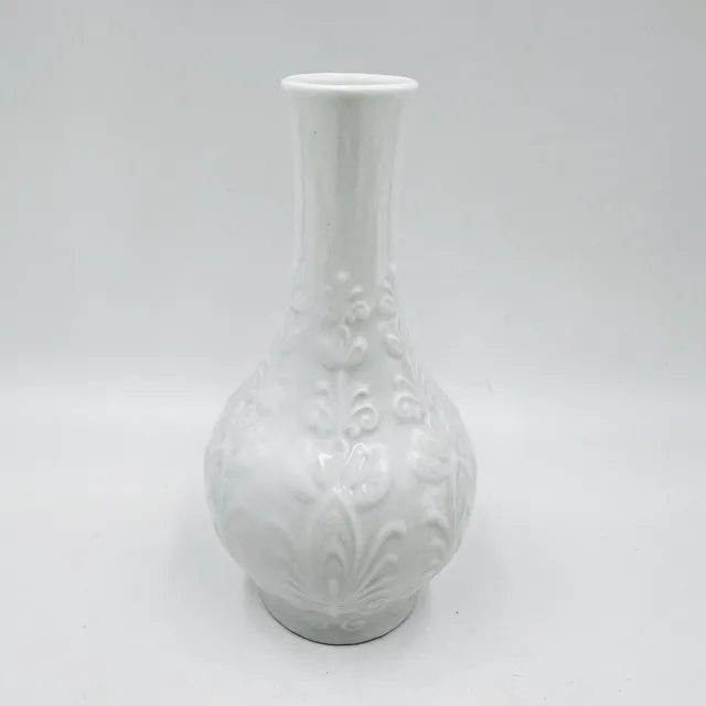 Royal Porzellan Bavaria KPM Bud Vase Porcelain White Glossy Floral Germany 7.75”