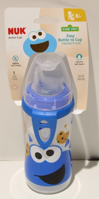 NUK Active Cup Soft Spout Transition Sippy Cup Cookie Monster 10oz 8+m