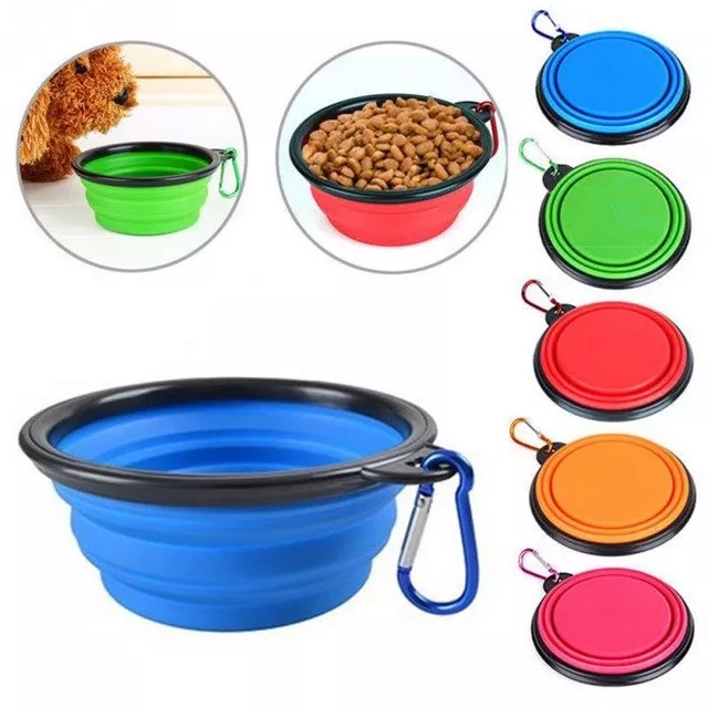 Collapsible Portable Bowl Dog Cat Pet Travel Silicone Water Dish Camping