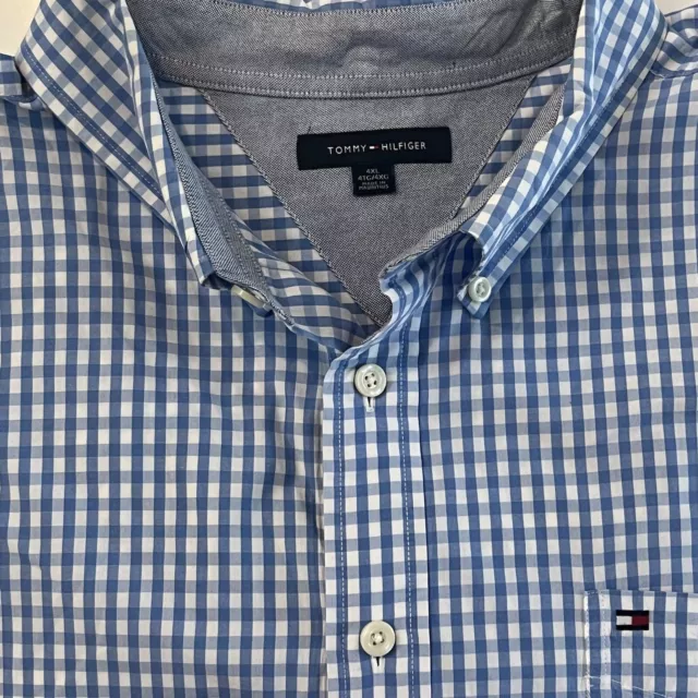 Tommy Hilfiger Shirt 4XL Mens Long Sleeve Button Down Blue White Check NWOT