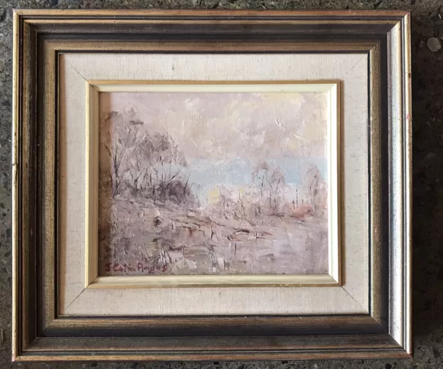 Vintage John Colin Angus Oil On Board - Dust Storm 25x20cm (40x36cm In Frame)