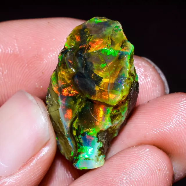 Ethiopian opal rough Welo Feu Noir Brut Opale Cristal Pierre Précieuse 22 CT