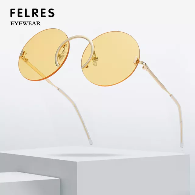 Round Frame Punk Rimless Sunglasses For Women Fashion Outdoor Glasses UV400