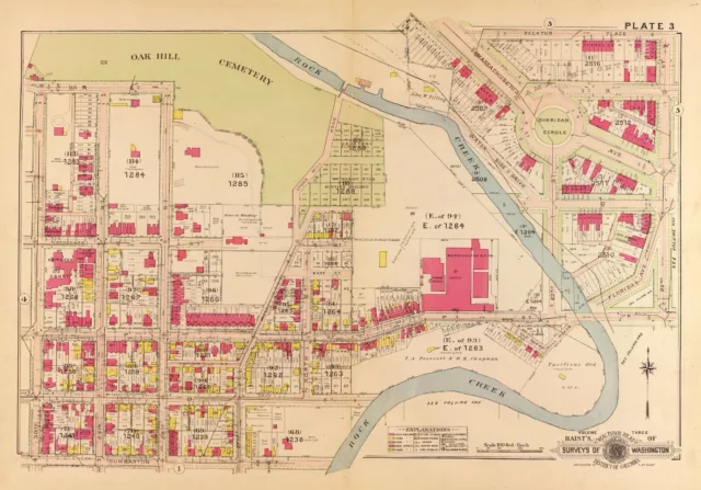 1907, G.w. Baist, Washington D.c., Sheridan Circle 22Nd St To 30Th Sth Atlas Map