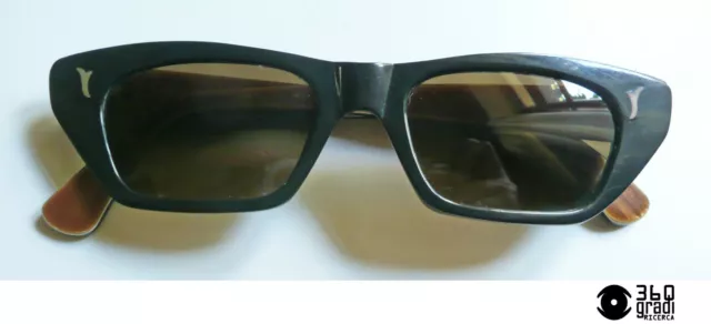 Antichi occhiali da sole vintage 1940s in celluloide marrone scuro (small)