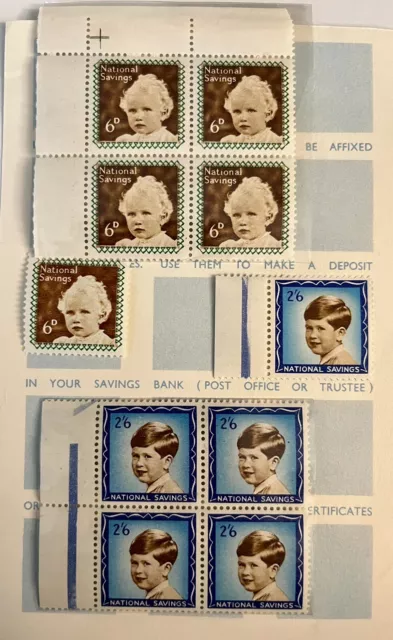 STAMPS GB National Post Office Savings 2 sets of 5 King Charles & Princess Anne